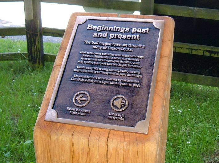 Foxton Locks - Cast Bronze Mounted on Wooden Single post