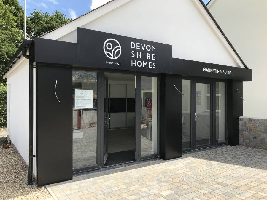devonshire homes - longston cross - marketing suite fascia graphic dibond sign