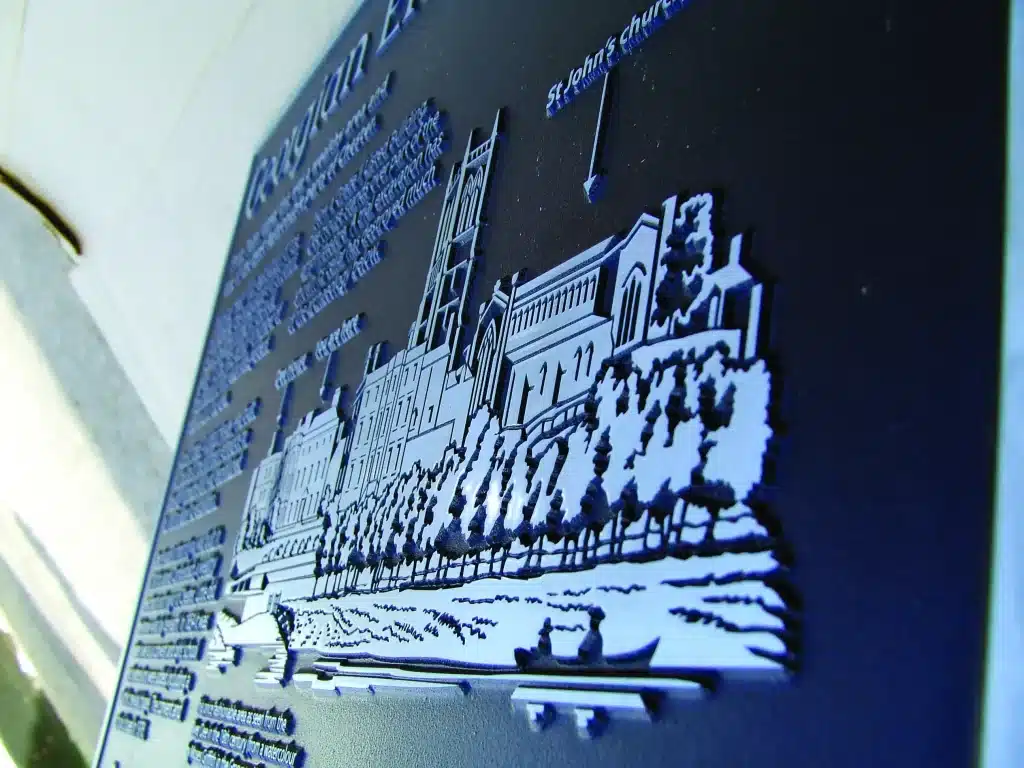 Etched magnesium signage for Chester City