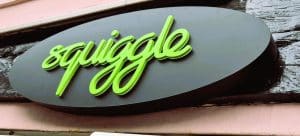 Squiggle shop sign